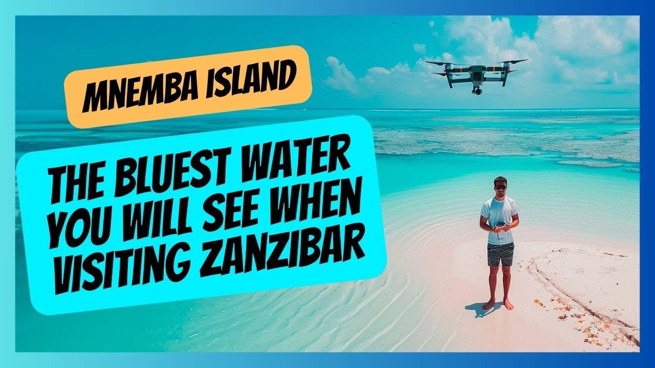 White sandbank and turquoise water at Mnemba Island near Zanzibar