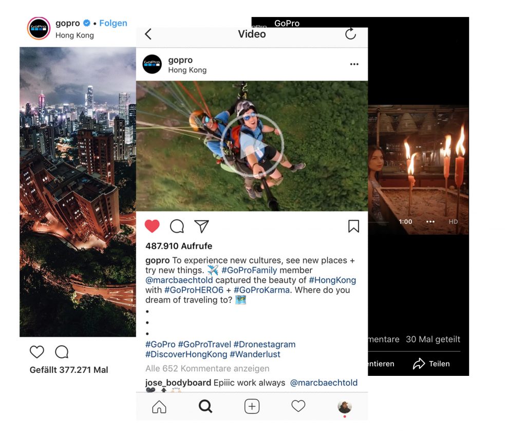 Instagram carousel featuring GoPro travel scenes in Hong Kong