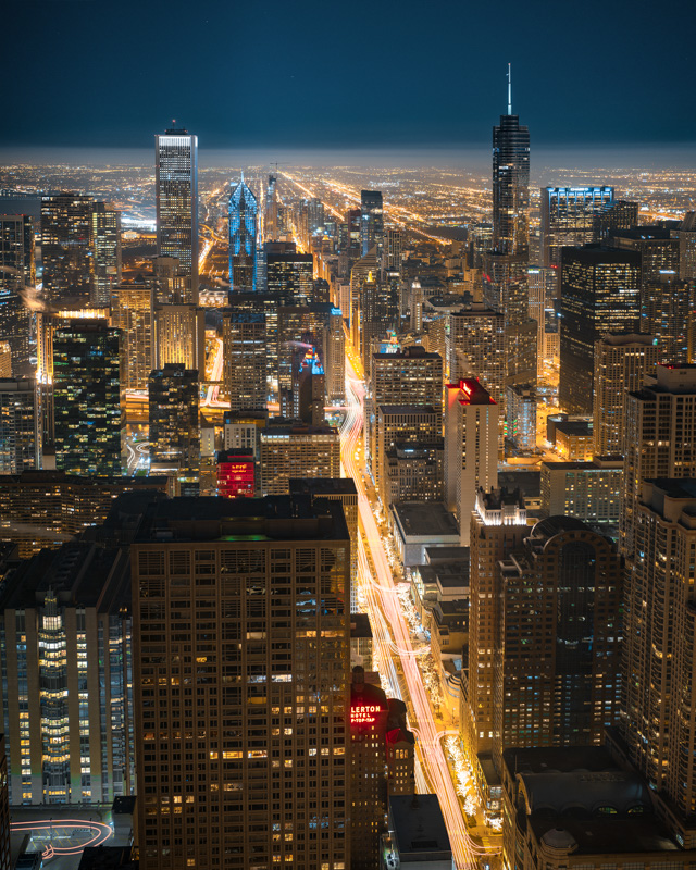 Skyline night skydeck chicago