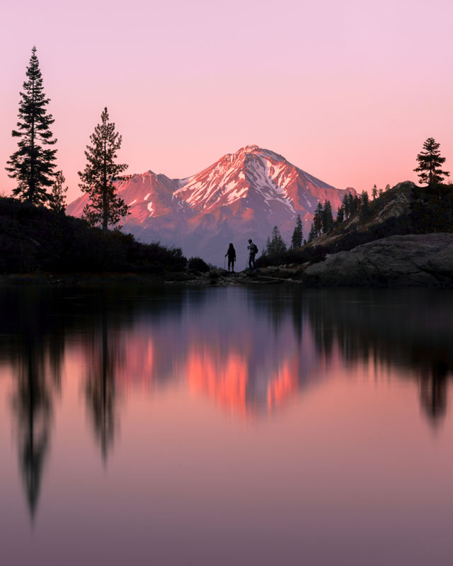 Heart Lake Mount Shasta Reflection sunset