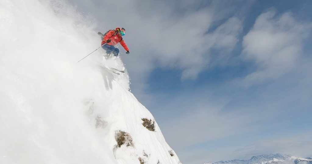 Ski cliff slowmotion gopro