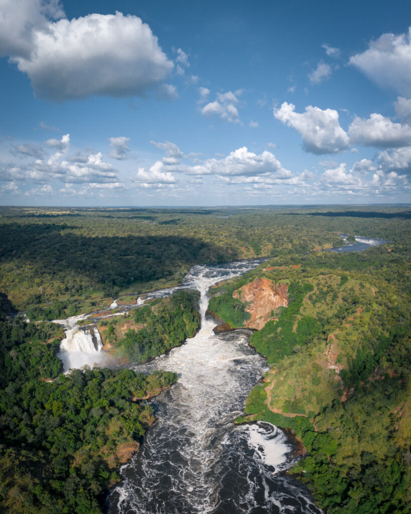 Aerial view of Murchison Falls and the Nile in Uganda