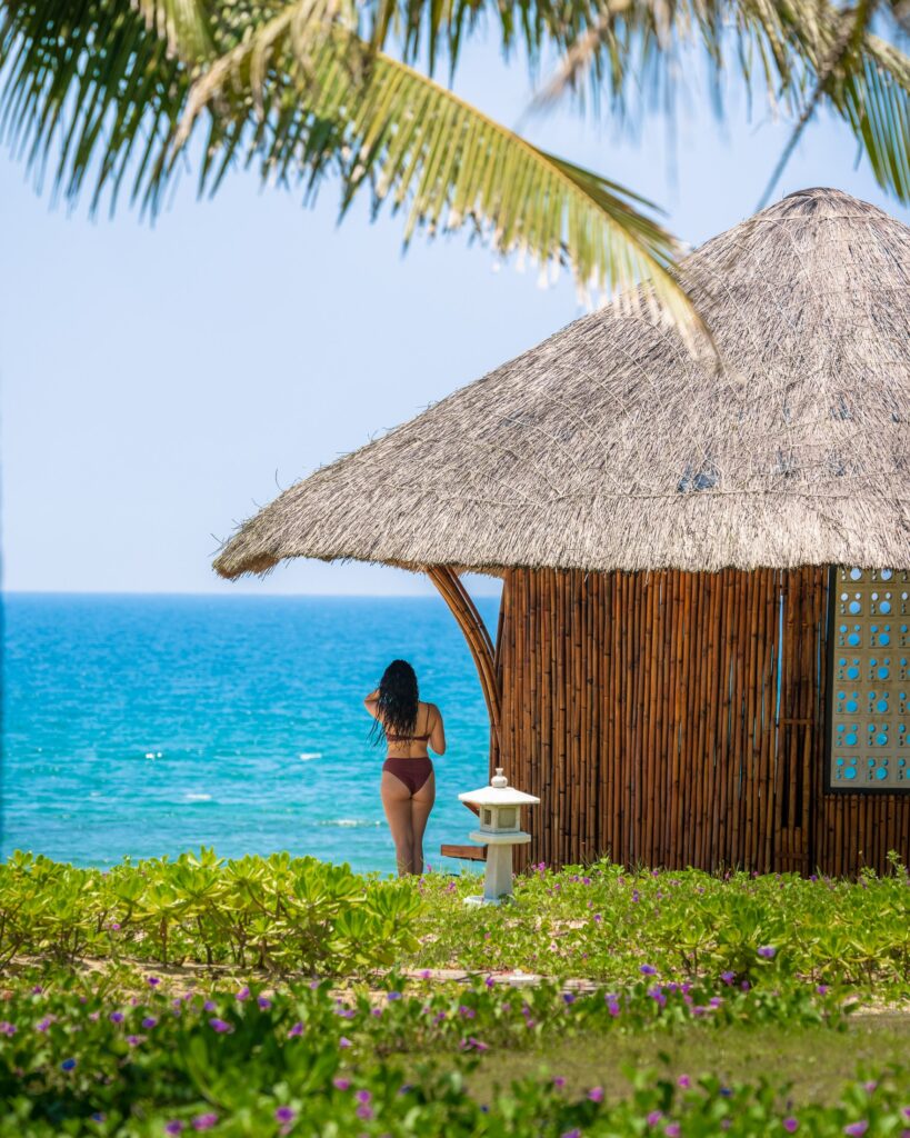 Beach villa surrounded by tropical planting near Hoi An
