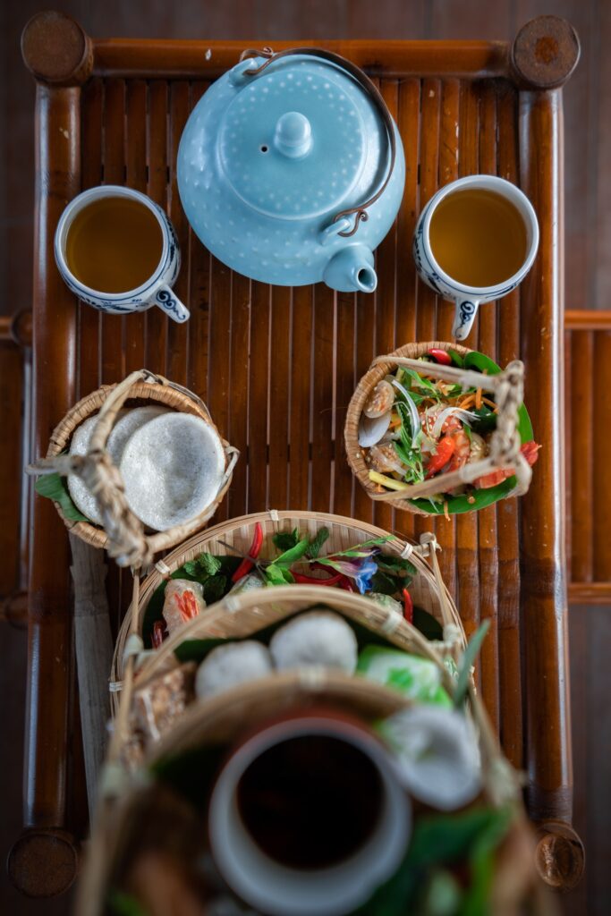 Overhead view of a refined hotel table setting