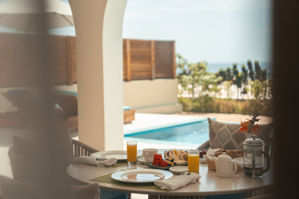 In-villa breakfast beside a private pool at The Mora Zanzibar