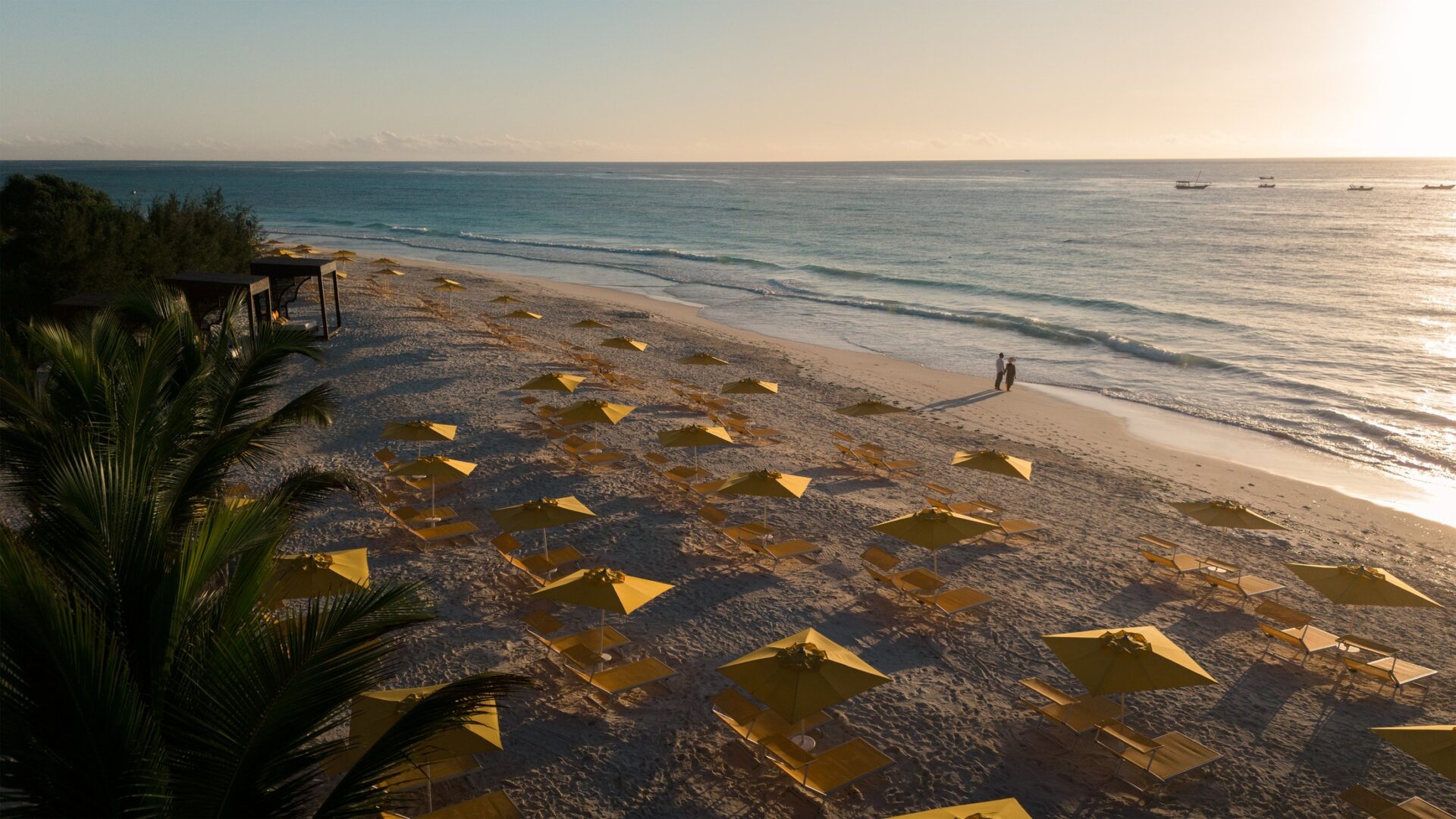The Mora resort beside the Indian Ocean at dusk