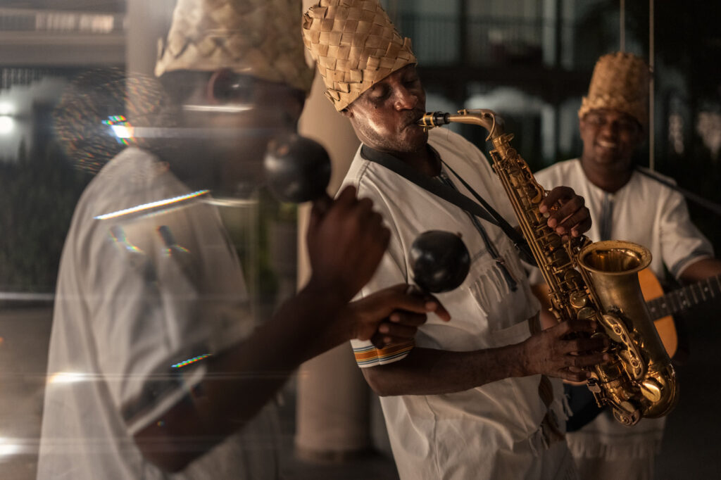 Zanzibari saxophonist performing for guests at The Mora
