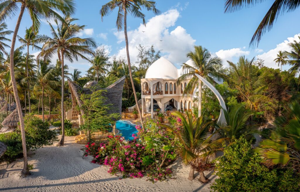 Villa Nyota among palms at Xanadu Villas Zanzibar