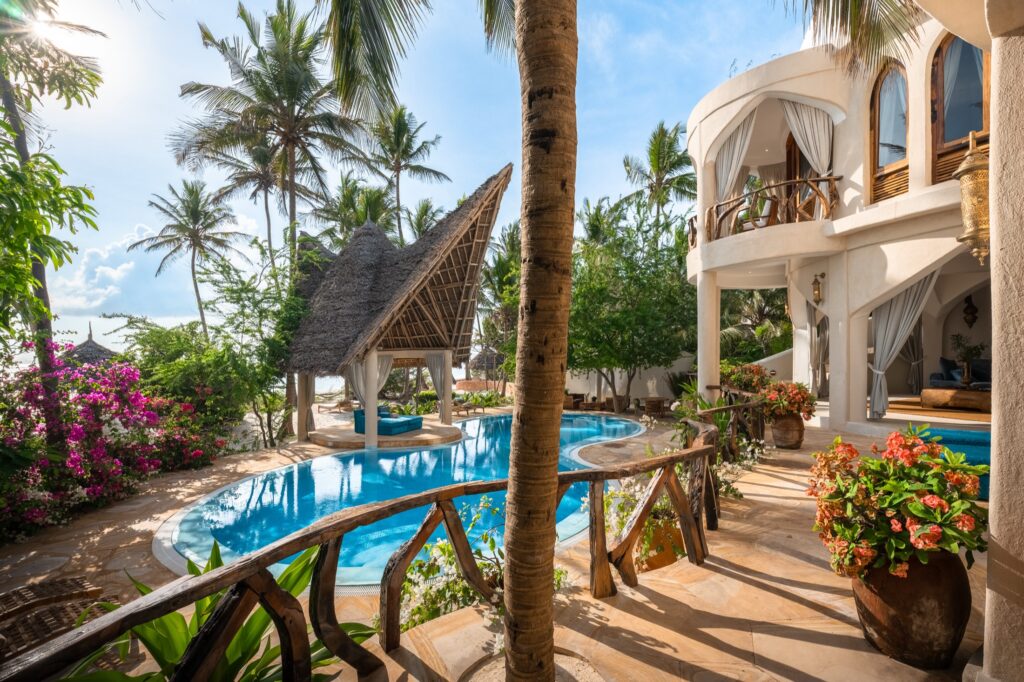 Private pool terrace at Villa Nyota, Xanadu Villas